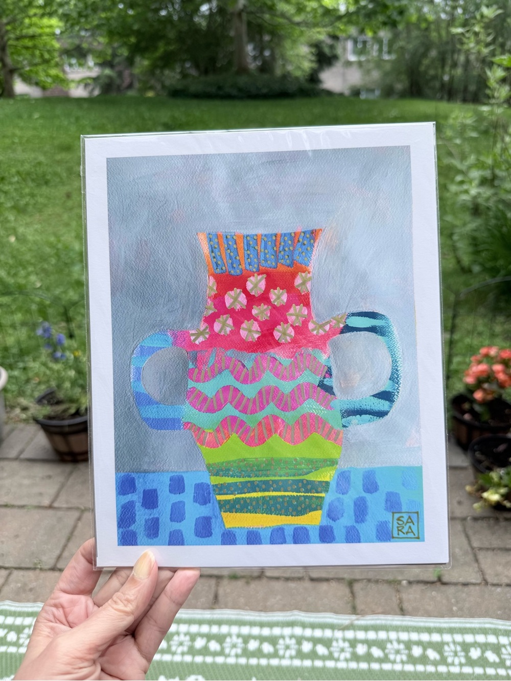 Vibrant Vase Print by Sara Purves
